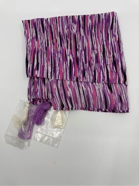 NOS Vintage Purple & Pink Patterned Scarf with Tassels